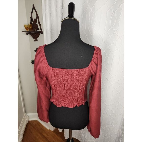 Charming Puff-Sleeve Lace-Up‎ Crop Top - Picture 4 of 5